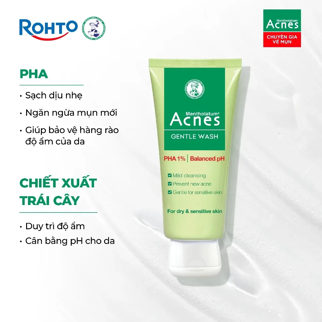 Sữa Rửa Mặt Acnes Gentle Wash PHA Gel Rửa Mặt Dịu Nhẹ Ngăn Ngừa Mụn Cho Da Khô Da Nhạy Cảm 100g 3