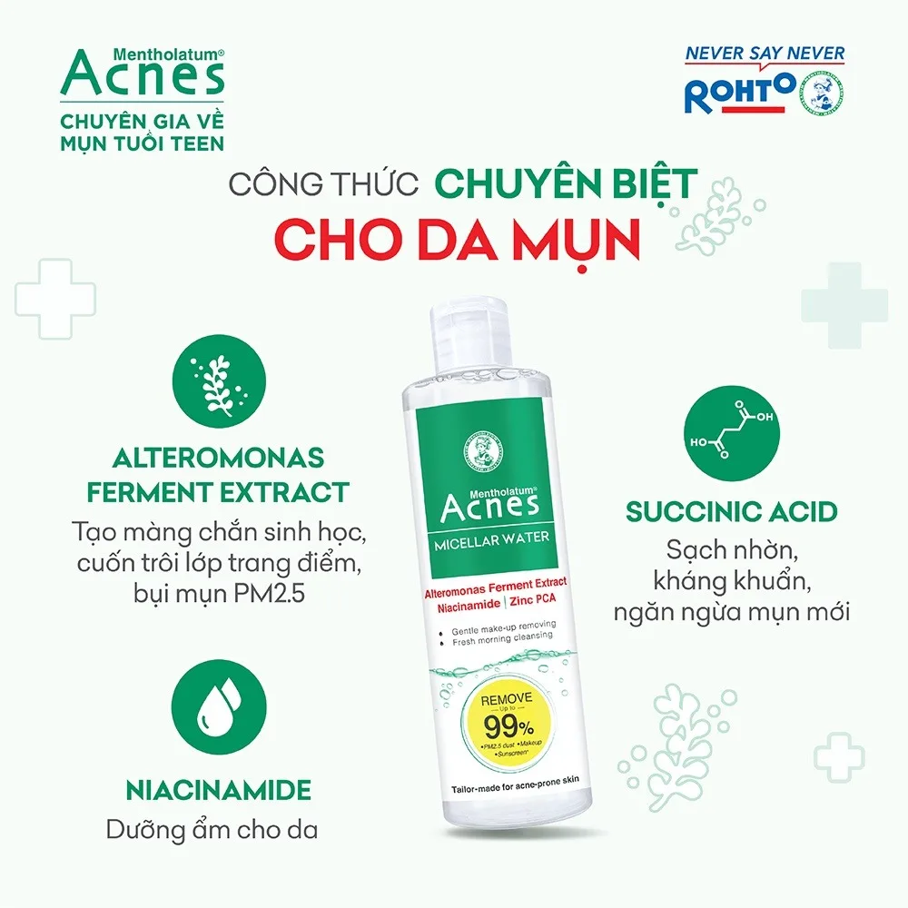Nước Tẩy Trang Acnes Micellar Water Làm Sạch Dịu Nhẹ Ngăn Ngừa Mụn Cho Da Dầu Mụn Nhạy Cảm 200ml 2