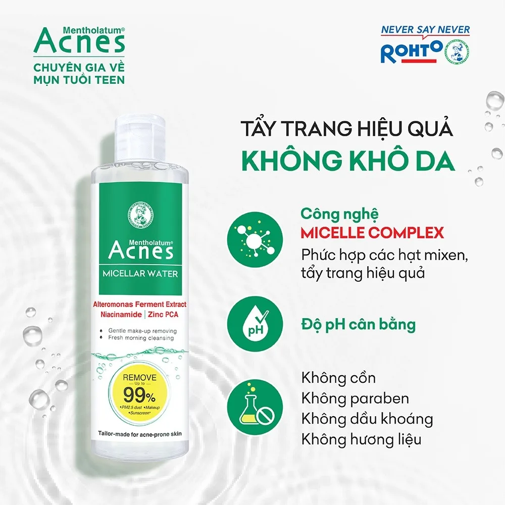 Nước Tẩy Trang Acnes Micellar Water Làm Sạch Dịu Nhẹ Ngăn Ngừa Mụn Cho Da Dầu Mụn Nhạy Cảm 200ml 3