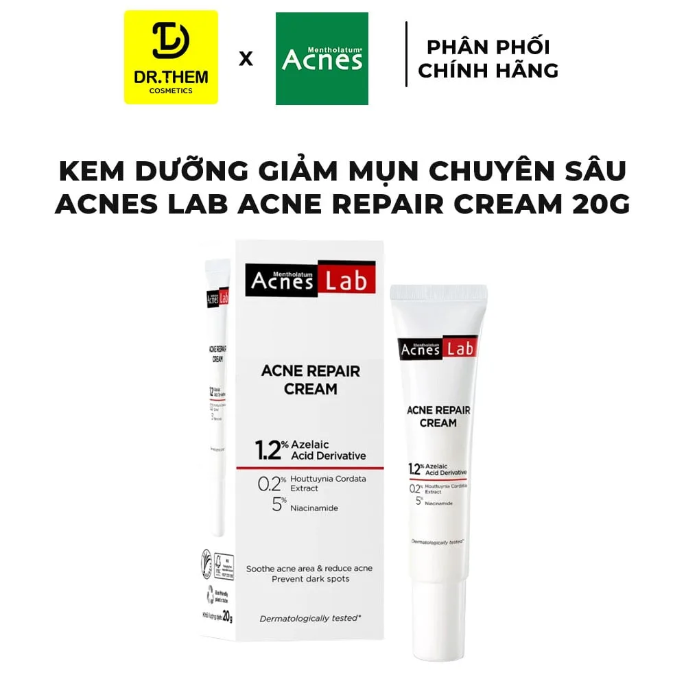 Kem Dưỡng Da Acnes Lab Acne Repair Cream Hỗ Trợ Giảm Mụn Chuyên Sâu Làm Dịu Mờ Thâm Cho Da Dầu Mụn 20g