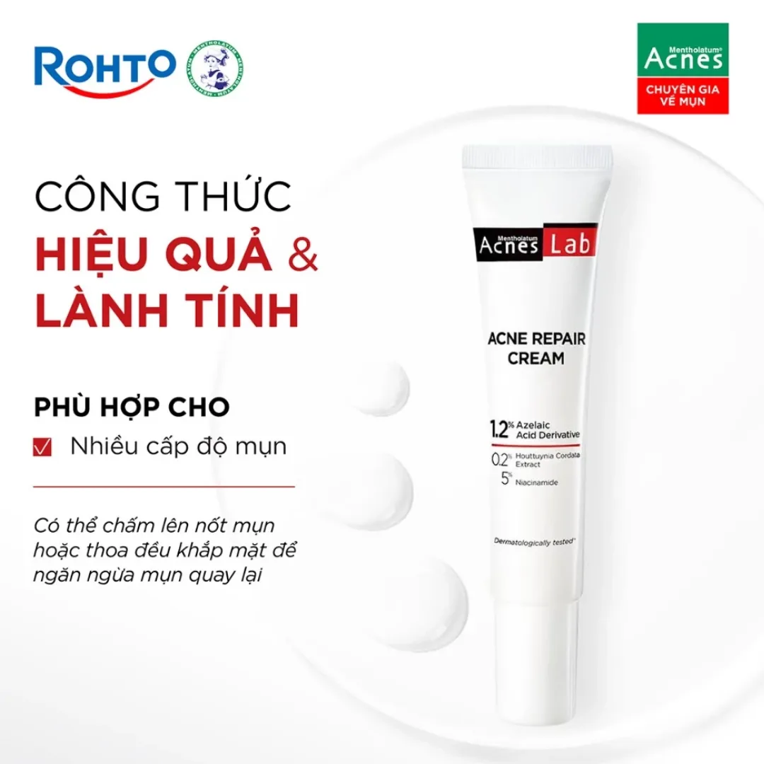 Kem Dưỡng Da Acnes Lab Acne Repair Cream Hỗ Trợ Giảm Mụn Chuyên Sâu Làm Dịu Mờ Thâm Cho Da Dầu Mụn 20g 3