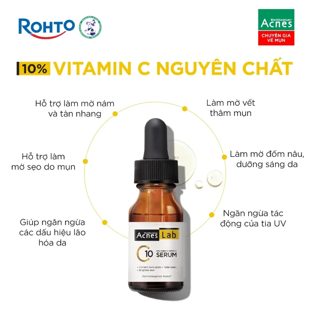 Serum Acnes Lab C10 Vitamin C 10 Phần Trăm Dưỡng Sáng Da Hỗ Trợ Mờ Thâm Sạm Chống Oxy Hóa 15ml 2