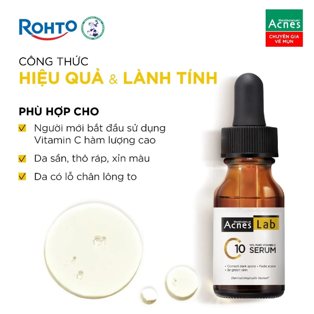 Serum Acnes Lab C10 Vitamin C 10 Phần Trăm Dưỡng Sáng Da Hỗ Trợ Mờ Thâm Sạm Chống Oxy Hóa 15ml 3