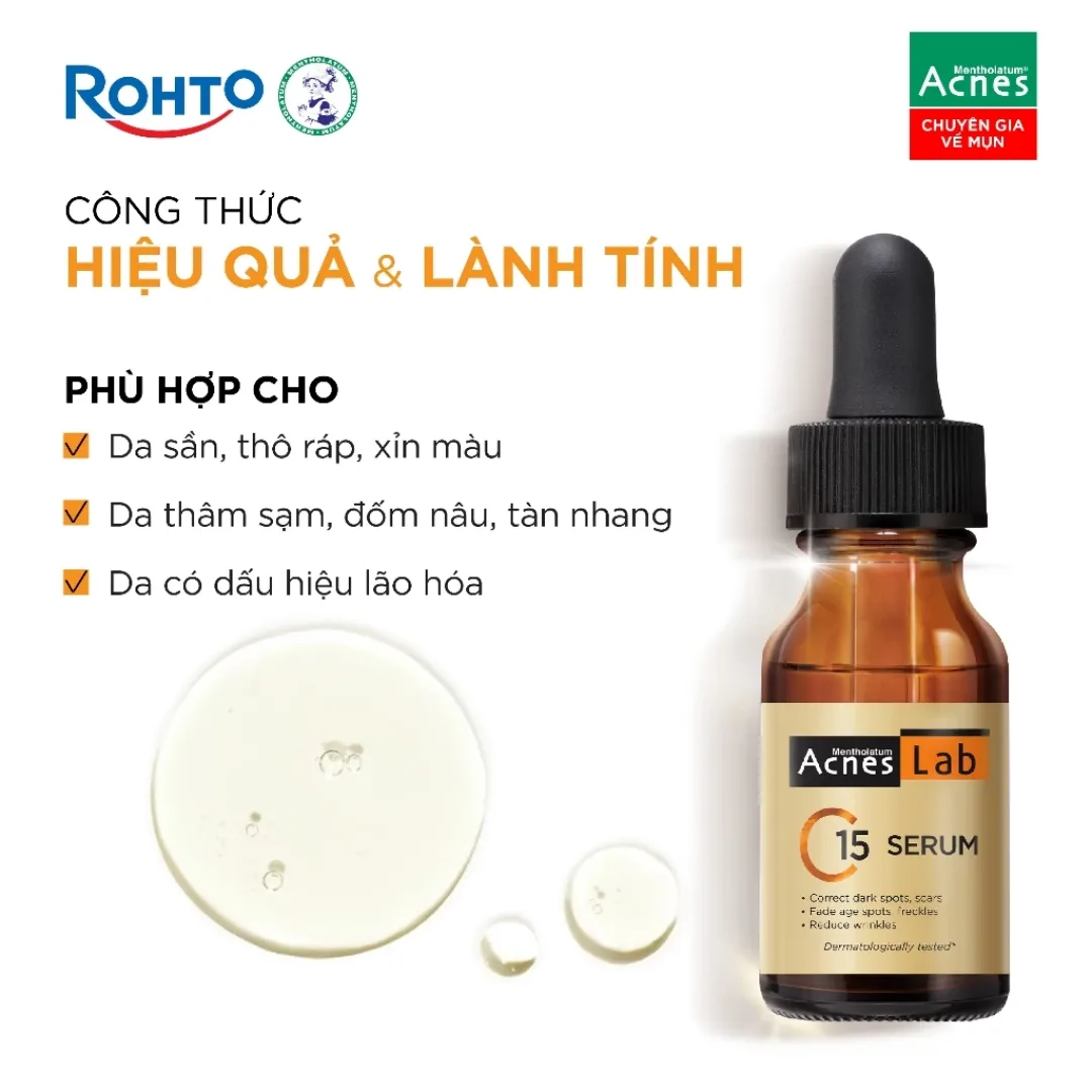 Serum Acnes Lab C15 Vitamin C 15 Phần Trăm Dưỡng Sáng Da Hỗ Trợ Mờ Thâm Ngăn Ngừa Lão Hóa 15ml 4
