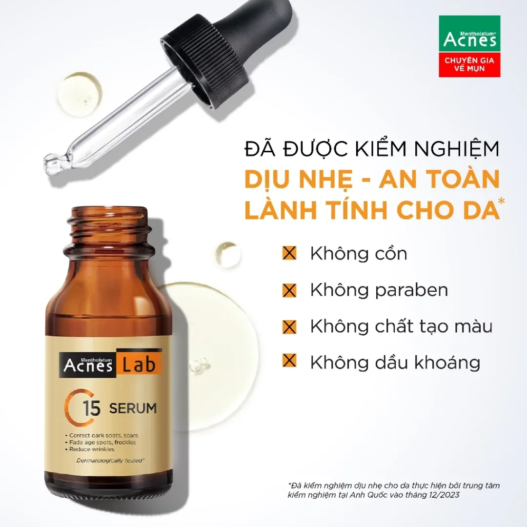 Serum Acnes Lab C15 Vitamin C 15 Phần Trăm Dưỡng Sáng Da Hỗ Trợ Mờ Thâm Ngăn Ngừa Lão Hóa 15ml 5