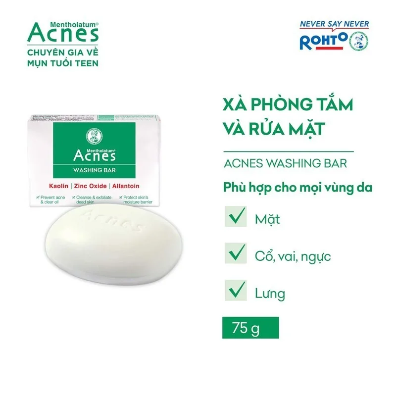 Xà Phòng Rửa Mặt Acnes Washing Bar Hỗ Trợ Làm Sạch Kháng Khuẩn Ngăn Ngừa Mụn Cho Da Dầu Mụn 75g 2