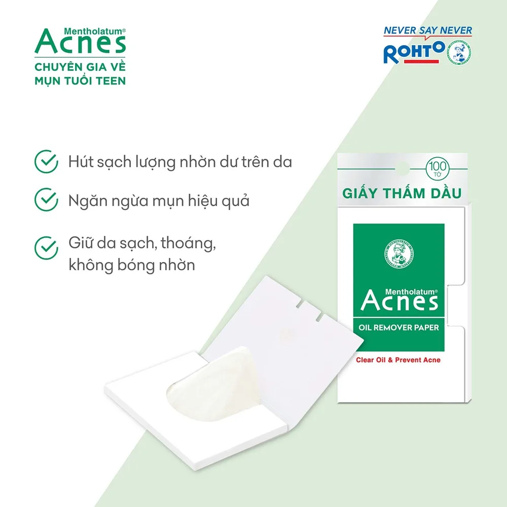 Giấy Thấm Dầu Acnes Oil Remover Paper Kiểm Soát Nhờn Ngăn Ngừa Mụn Cho Da Dầu 50 Tờ 100 Tờ 2