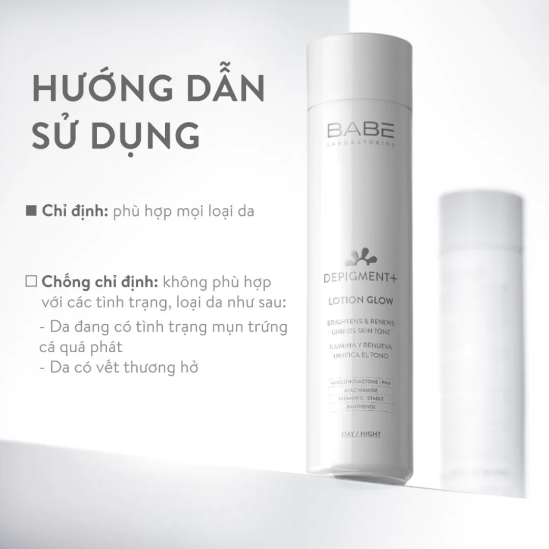 Lotion Laboratorios Babé DEPIGMENT+ Lotion Glow Dưỡng Sáng Hỗ Trợ Làm Mờ Thâm Nám Đều Màu Da 150ml 6