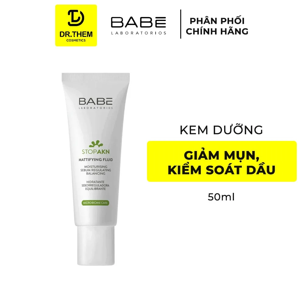 Kem Dưỡng Ẩm Laboratorios Babé Mattifying Fluid Moisturiser Kiềm Dầu Hỗ Trợ Giảm Mụn Cho Da Dầu 50ml