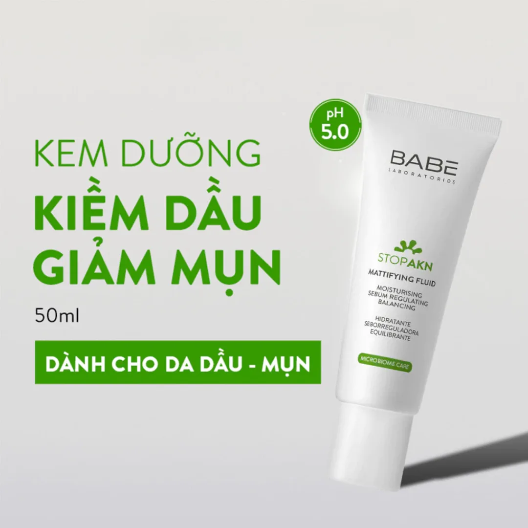 Kem Dưỡng Ẩm Laboratorios Babé Mattifying Fluid Moisturiser Kiềm Dầu Hỗ Trợ Giảm Mụn Cho Da Dầu 50ml 2