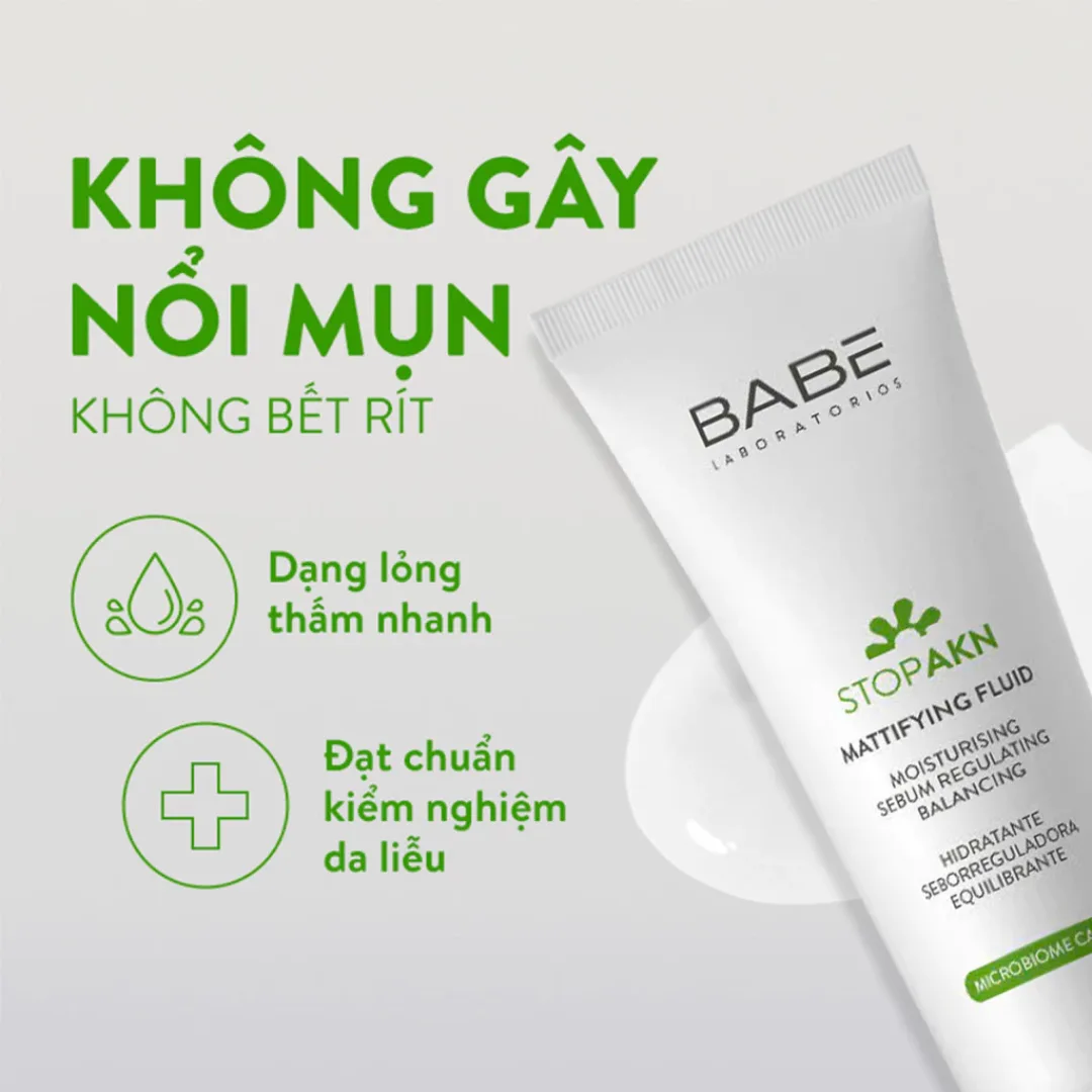 Kem Dưỡng Ẩm Laboratorios Babé Mattifying Fluid Moisturiser Kiềm Dầu Hỗ Trợ Giảm Mụn Cho Da Dầu 50ml 3