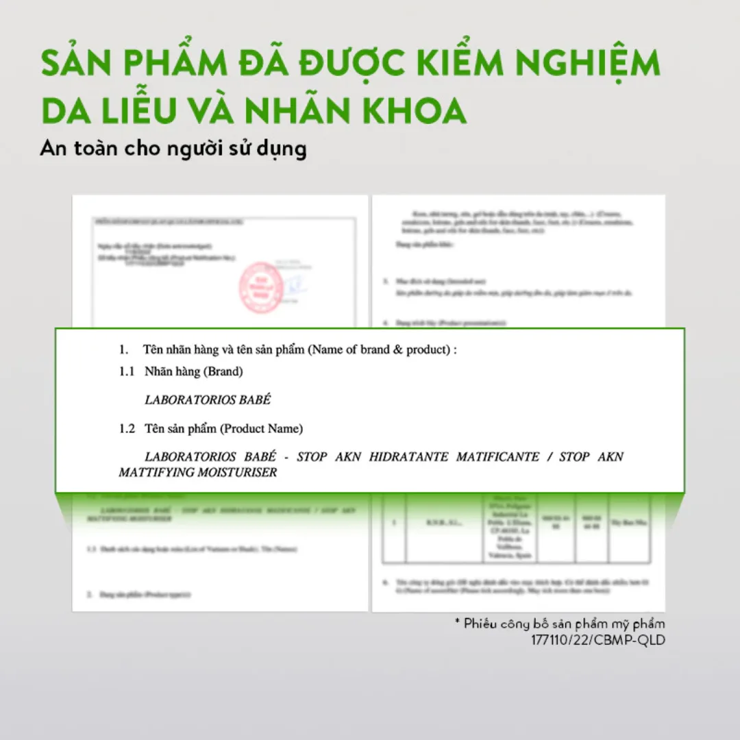 Kem Dưỡng Ẩm Laboratorios Babé Mattifying Fluid Moisturiser Kiềm Dầu Hỗ Trợ Giảm Mụn Cho Da Dầu 50ml 5