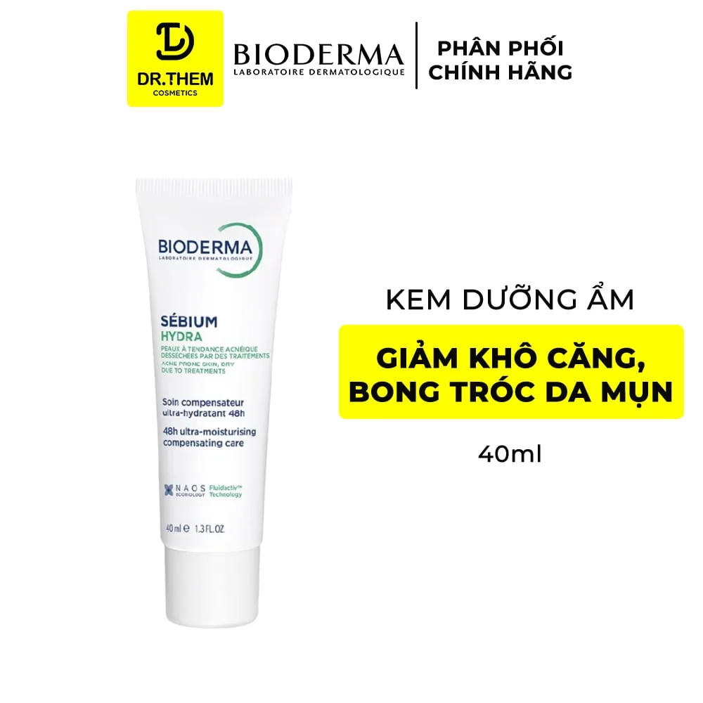 Kem Dưỡng Ẩm Bioderma Sébium Hydra Cấp Ẩm 24 Giờ Làm Dịu Giảm Ửng Đỏ Cho Da Dầu Mụn Nhạy Cảm 40ml