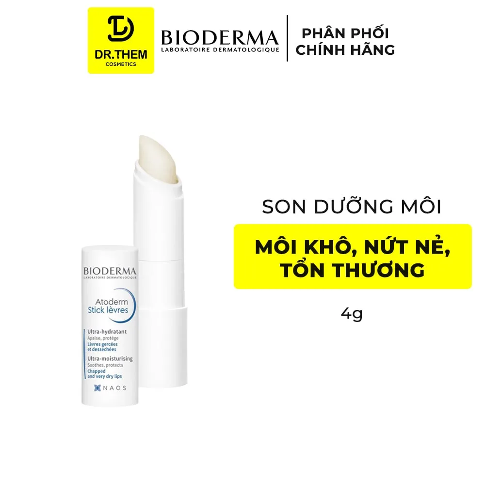 Son Dưỡng Môi Bioderma Atoderm Stick Lèvres Bơ Hạt Mỡ Phục Hồi Dưỡng Ẩm Cho Môi Khô Nứt Nẻ 4g
