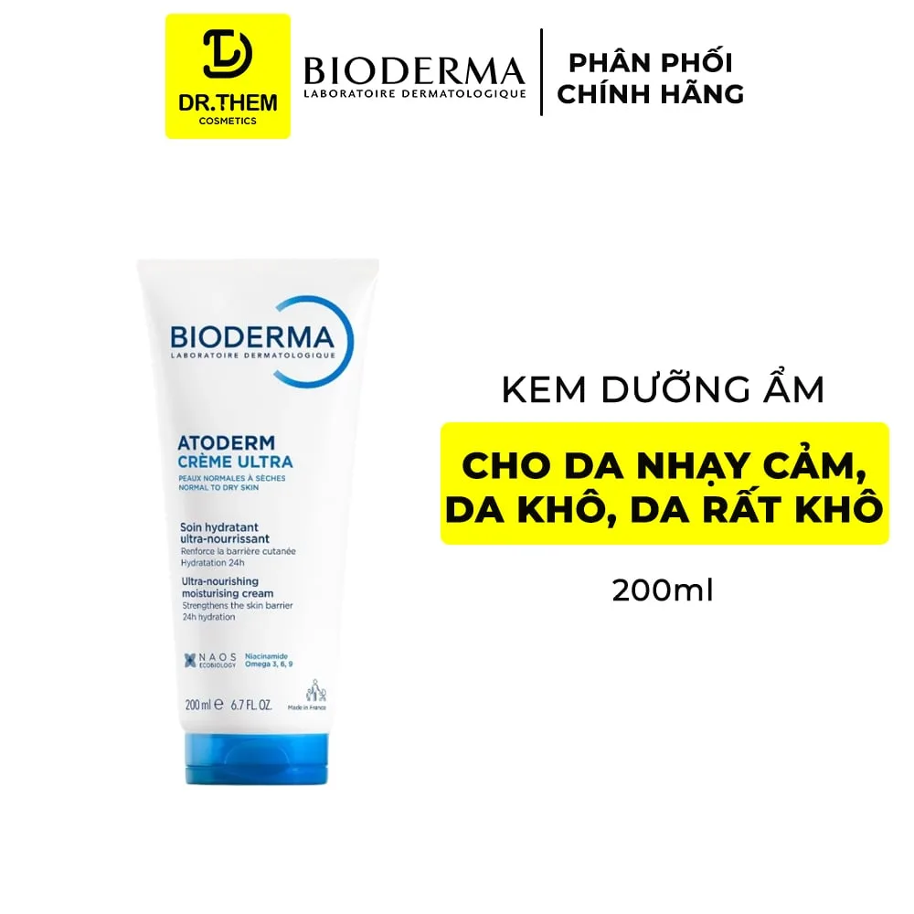 Kem Dưỡng Ẩm Bioderma Atoderm Crème Ultra Hỗ Trợ Phục Hồi Hàng Rào Bảo Vệ Da Cho Da Khô Rất Khô Nhạy Cảm 200ml