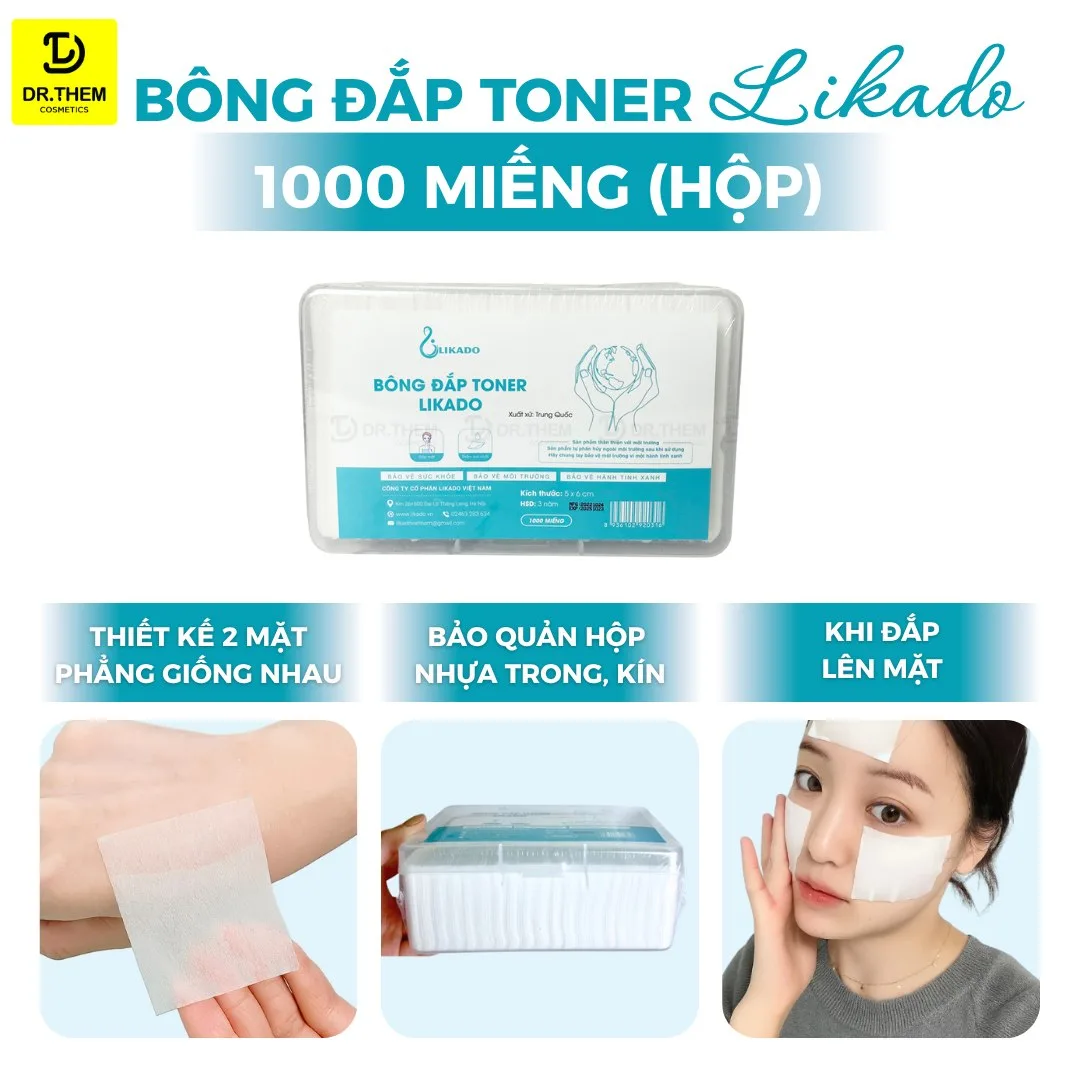 Bông Đắp Toner Likado Lotion Mask Chất Liệu Cotton Mềm Mịn Thấm Hút Tốt 300 Miếng Kéo Dãn Và 1000 Miếng Hộp 2