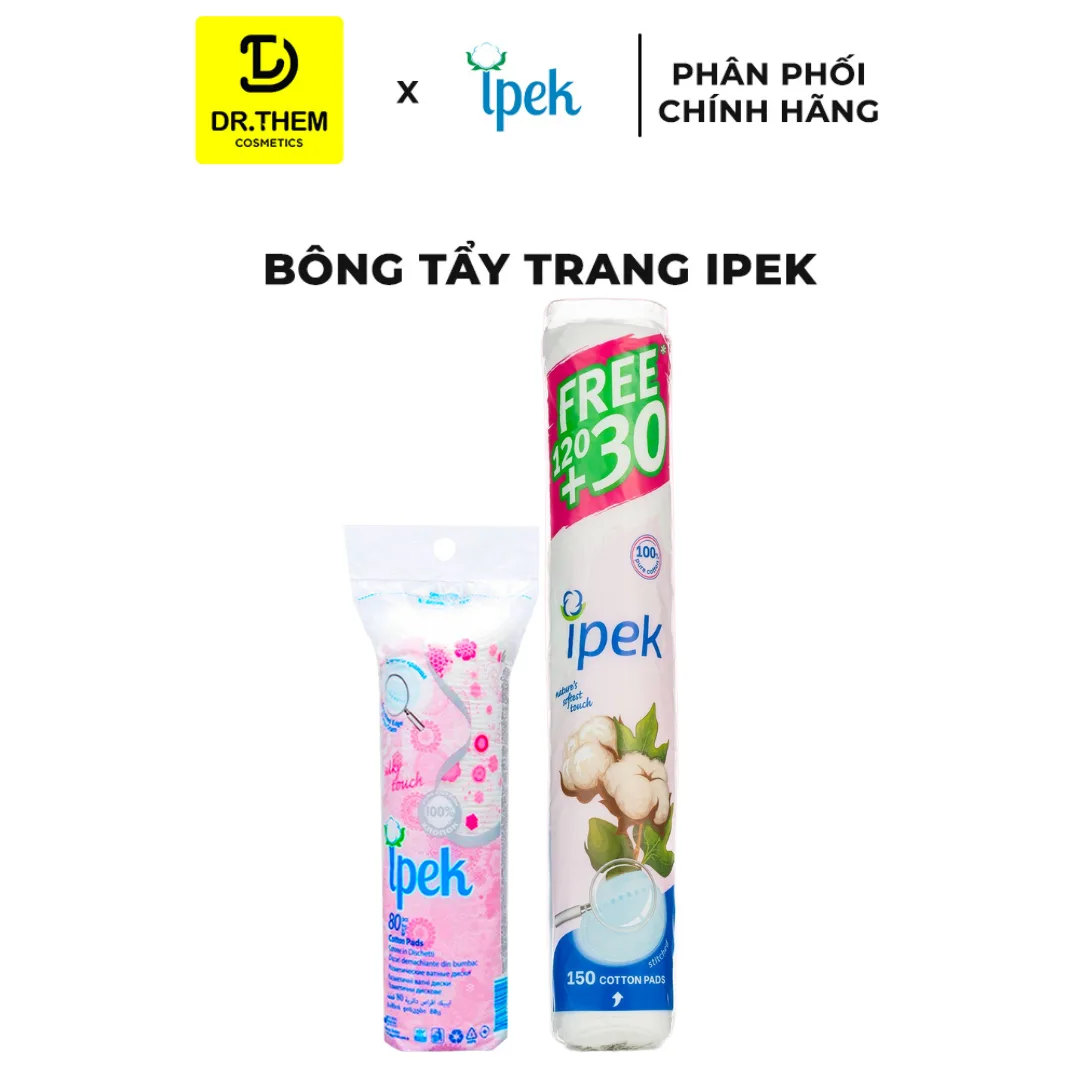 Bông Tẩy Trang Ipek Klasik Cotton Pads 3 Lớp 100% Cotton Tự Nhiên Mềm Mịn Cho Mọi Loại Da 150 Miếng