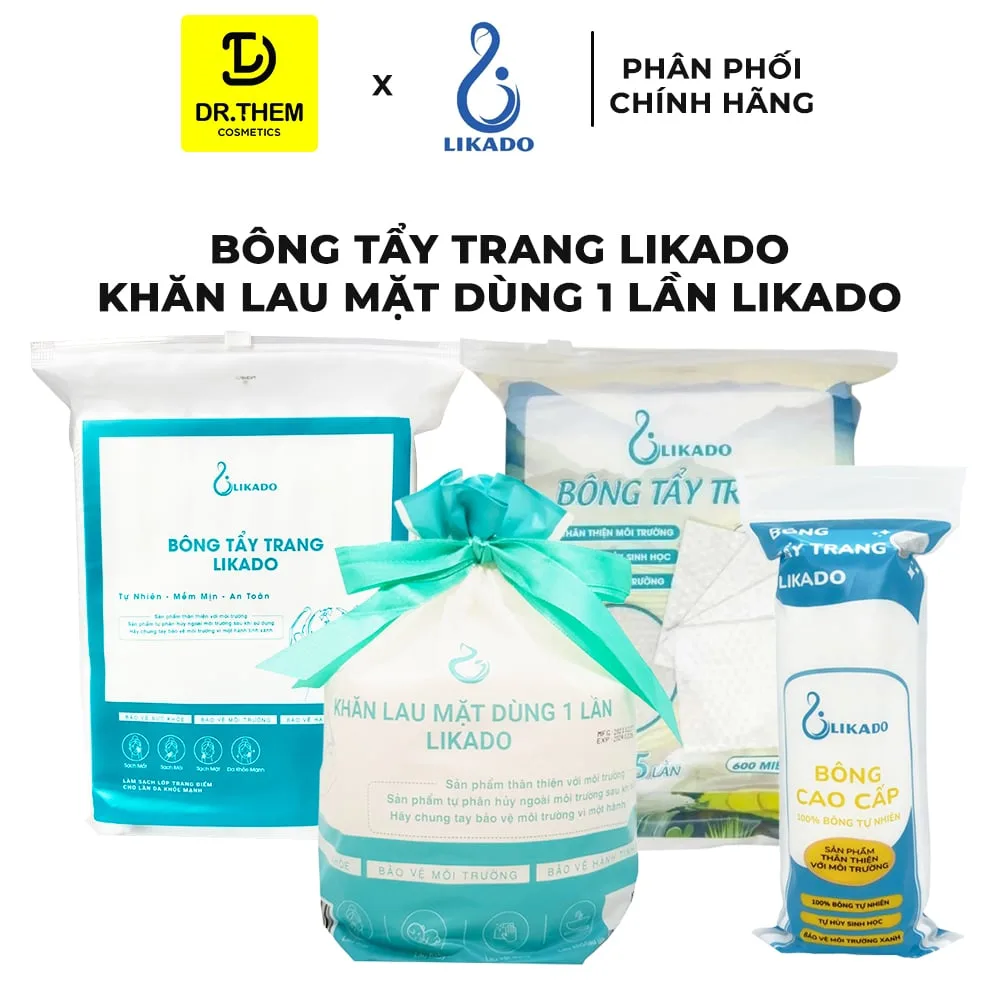 Bông Tẩy Trang Likado Chất Liệu Cotton Mềm Không Xù Lông Túi 100 Miếng Tròn 222 Miếng 600 Miếng Và Khăn Lau Mặt Dùng 1 Lần