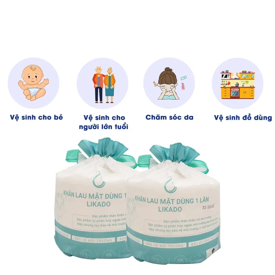 Bông Tẩy Trang Likado Chất Liệu Cotton Mềm Không Xù Lông Túi 100 Miếng Tròn 222 Miếng 600 Miếng Và Khăn Lau Mặt Dùng 1 Lần 4