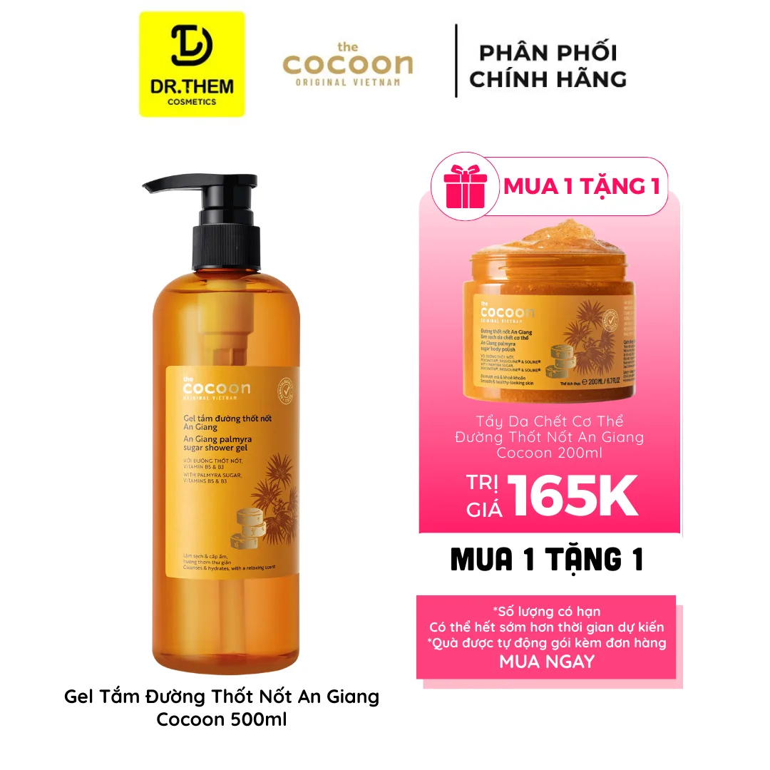 Gel Tắm Cocoon An Giang Palmyra Sugar Shower Gel Đường Thốt Nốt Làm Sạch Dịu Nhẹ Dưỡng Ẩm Mềm Mịn Da 500ml