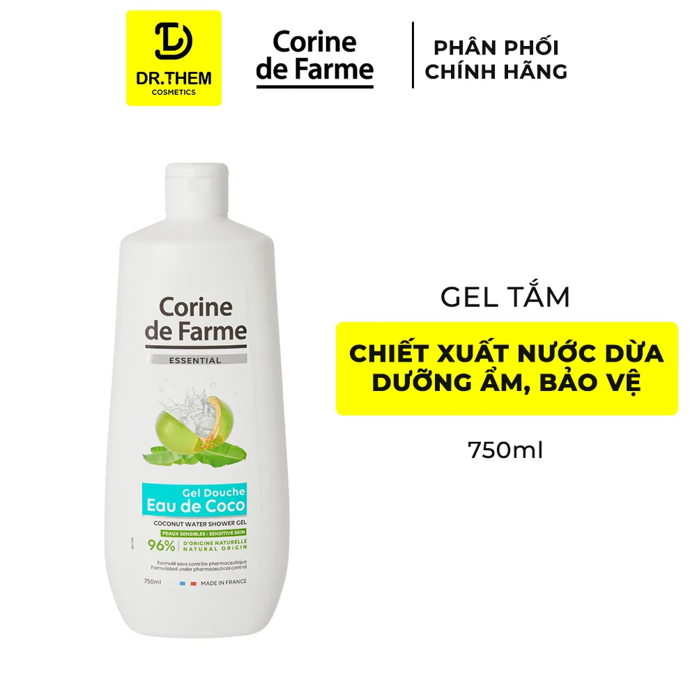 Gel Tắm Nước Dừa Corine De Farme Essential Coconut Water Shower Gel Dưỡng Ẩm Bảo Vệ Da 750ml