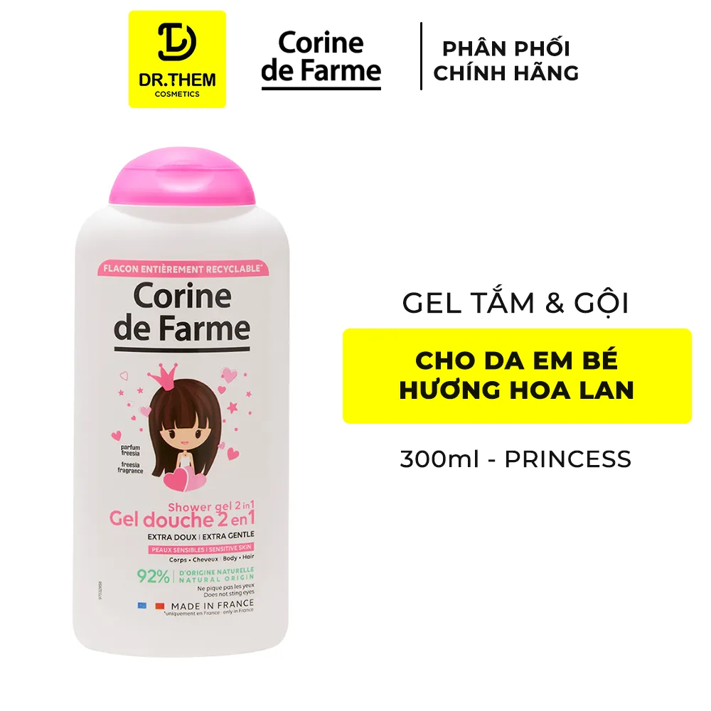 Gel Tắm Gội 2 In 1 Cho Bé Corine De Farme Princess Shower Gel Làm Sạch Dịu Nhẹ Hương Hoa Lan Nam Phi 300ml
