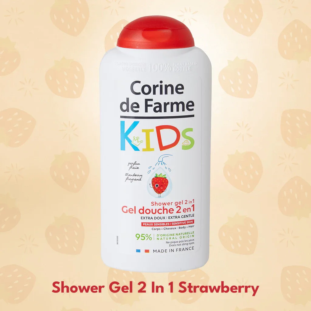 Gel Tắm Gội 2 In 1 Cho Bé Corine De Farme Strawberry Hương Dâu Tây Làm Sạch Dịu Nhẹ Không Cay Mắt Cho Bé 300ml 5