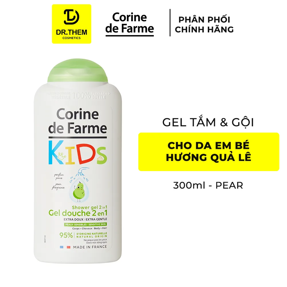 Gel Tắm Gội 2 In 1 Cho Bé Corine De Farme Pear Hương Quả Lê Làm Sạch Dịu Nhẹ Không Cay Mắt Cho Da Nhạy Cảm 300ml