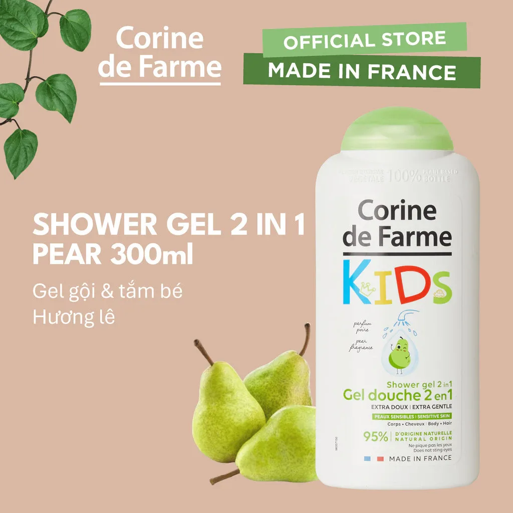 Gel Tắm Gội 2 In 1 Cho Bé Corine De Farme Pear Hương Quả Lê Làm Sạch Dịu Nhẹ Không Cay Mắt Cho Da Nhạy Cảm 300ml 2