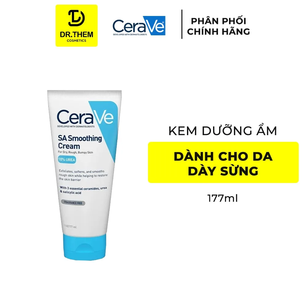 Kem Dưỡng CeraVe SA Smoothing Cream Làm Mềm Mịn Da Khô Sần Sùi Dày Sừng Nang Lông Cho Da Nhạy Cảm 177ml