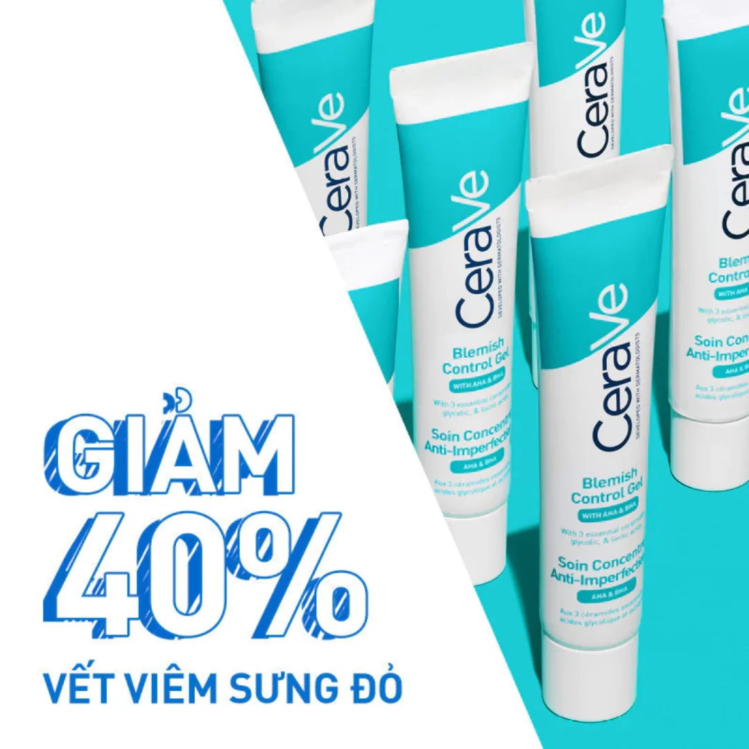 Gel Giảm Mụn CeraVe Blemish Control Gel AHA BHA Hỗ Trợ Mờ Thâm Se Khít Lỗ Chân Lông Cho Da Dầu Mụn 40ml 4