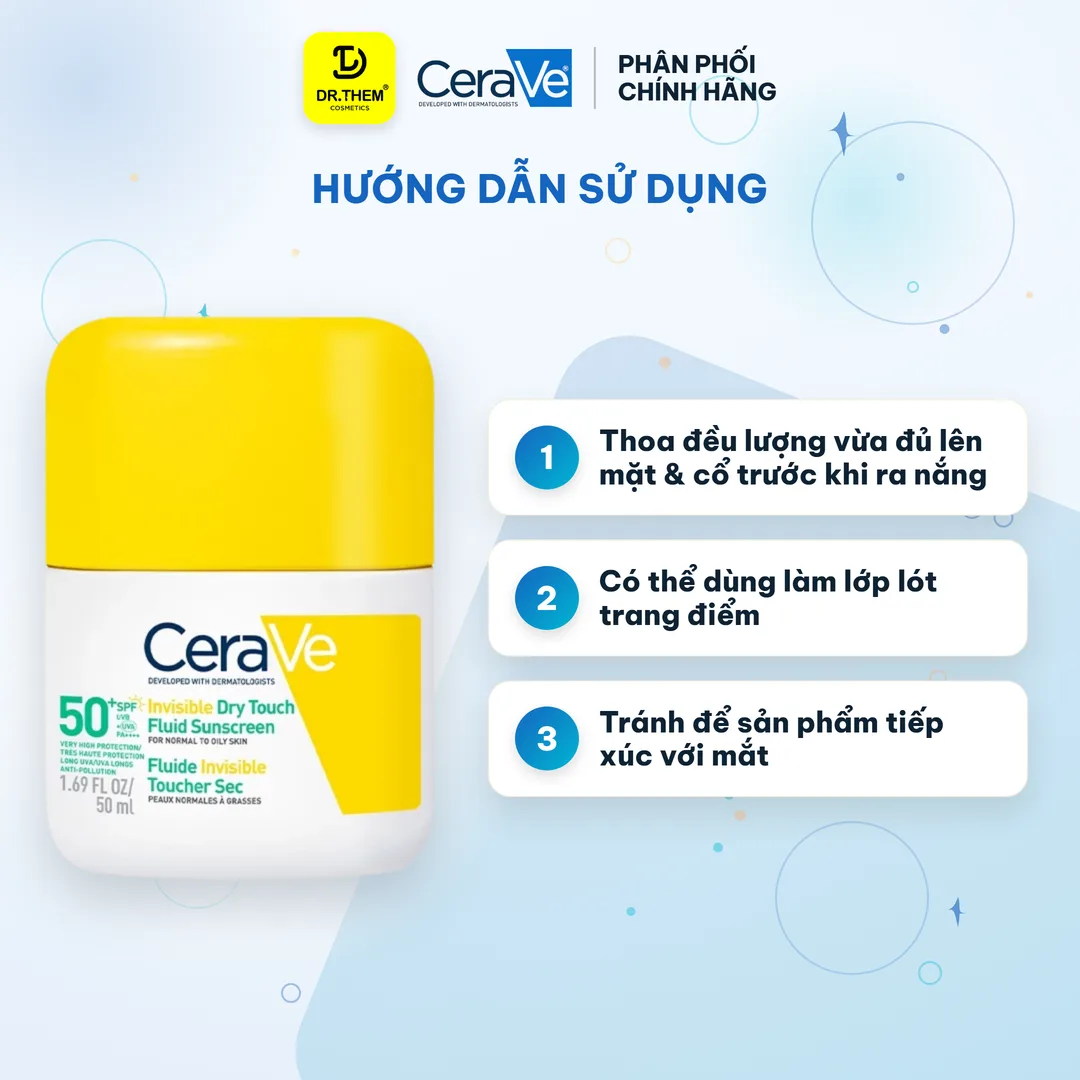 Sữa Chống Nắng CeraVe Dry Touch SPF 50+ PA++++ Kiềm Dầu 12 Giờ Mỏng Nhẹ Khô Thoáng Cho Da Thường Đến Da Dầu 50ml 3