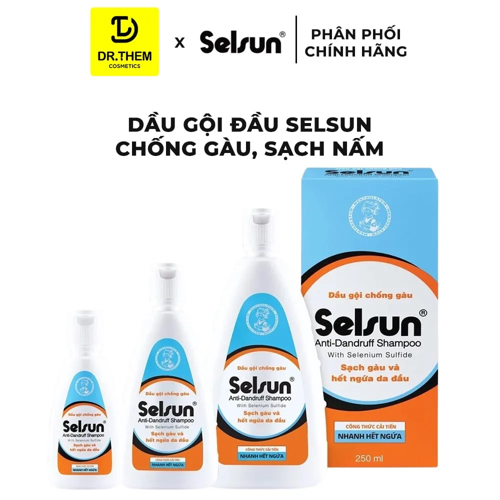 Dầu Gội Selsun 1% Selenium Sulfide Anti Dandruff Shampoo Hỗ Trợ Giảm Gàu Giảm Ngứa Da Đầu 50ml 100ml 250ml