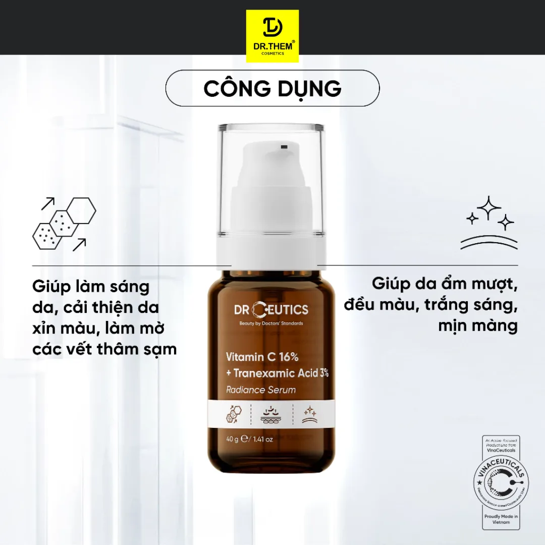 Tinh Chất DrCeutics Vitamin C 16% + Tranexamic Acid 3% Serum Hỗ Trợ Sáng Da Mờ Thâm Ngăn Ngừa Lão Hóa 40g 5