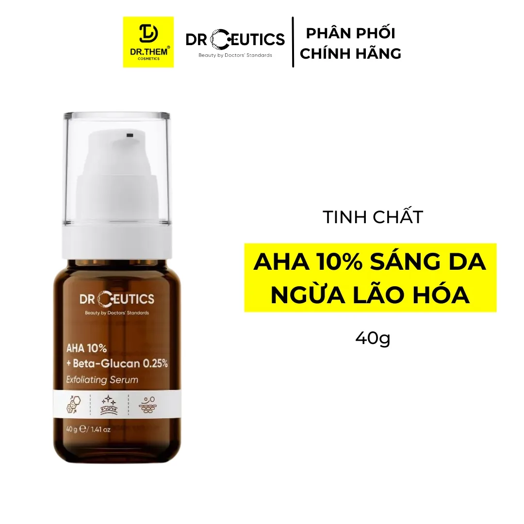 Tinh Chất DrCeutics AHA 10% + Beta-Glucan 0.25% Exfoliating Serum Tẩy Tế Bào Chết Hỗ Trợ Sáng Da Đều Màu 40g