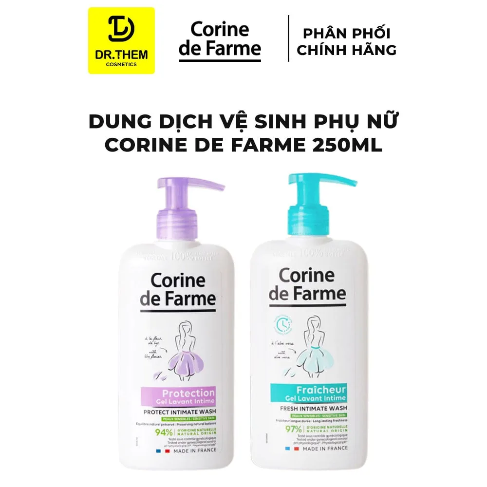 Dung Dịch Vệ Sinh Phụ Nữ Corine De Farme Intimate Gel Làm Sạch Dịu Nhẹ Cân Bằng pH Khử Mùi 250ml