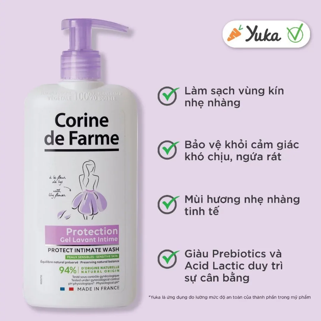 Dung Dịch Vệ Sinh Phụ Nữ Corine De Farme Intimate Gel Làm Sạch Dịu Nhẹ Cân Bằng pH Khử Mùi 250ml 3