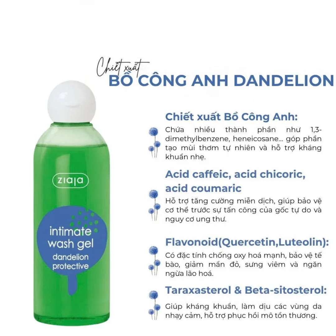 Dung Dịch Vệ Sinh Ziaja Intimate Cân Bằng pH Dịu Nhẹ Hoa Lan Chuông Vỏ Sồi Cúc La Mã Bồ Công Anh 200ml 500ml 3