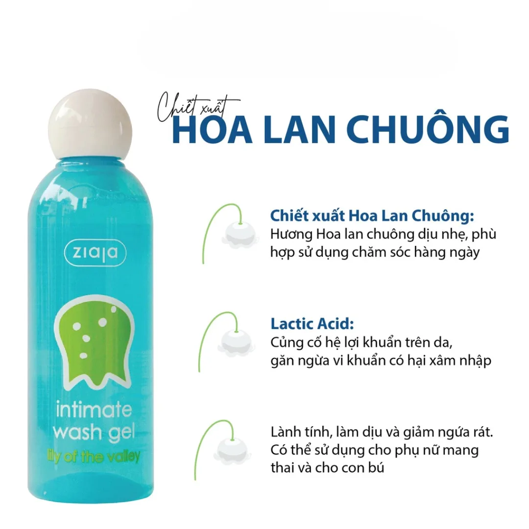 Dung Dịch Vệ Sinh Ziaja Intimate Cân Bằng pH Dịu Nhẹ Hoa Lan Chuông Vỏ Sồi Cúc La Mã Bồ Công Anh 200ml 500ml 6