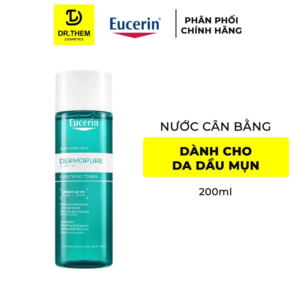 Nước Cân Bằng Eucerin Dermopure Clinical Purifying Toner Làm Sạch Thông Thoáng Lỗ Chân Lông Cho Da Nhờn Mụn 200ml