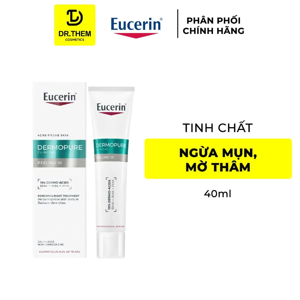 Tinh Chất Eucerin DermoPure Clinical Peeling 10 AHA BHA PHA Hỗ Trợ Giảm Mụn Kiềm Nhờn Cho Da Dầu Mụn 40ml
