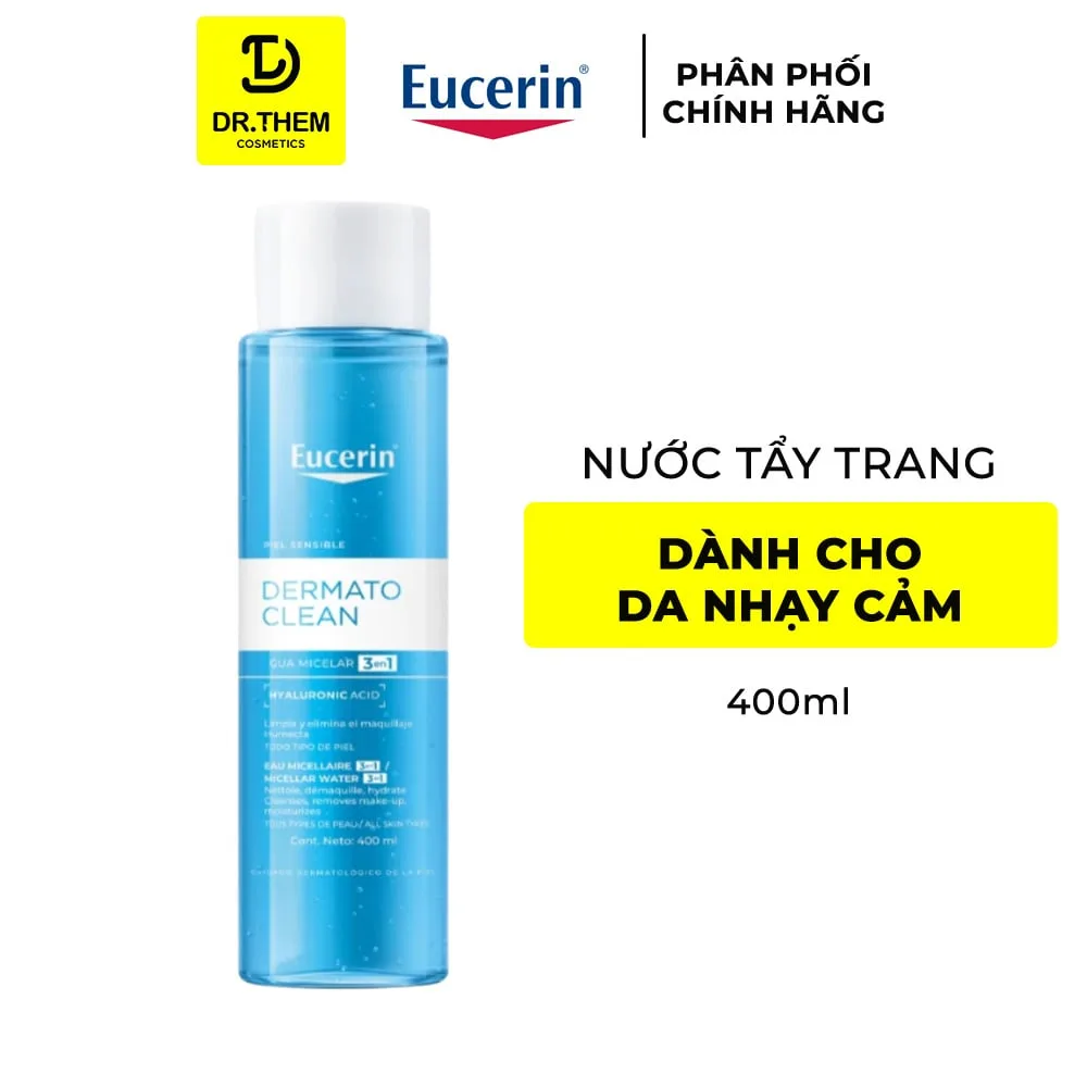 Nước Tẩy Trang Eucerin DermatoClean Micellar Water 3 Trong 1 Làm Sạch Dịu Nhẹ Cấp Ẩm Cho Da Nhạy Cảm 100ml/200ml/400ml