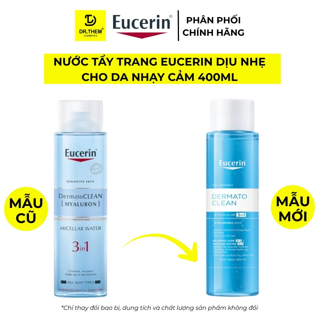 Nước Tẩy Trang Eucerin DermatoClean Micellar Water 3 Trong 1 Làm Sạch Dịu Nhẹ Cấp Ẩm Cho Da Nhạy Cảm 100ml/200ml/400ml 5