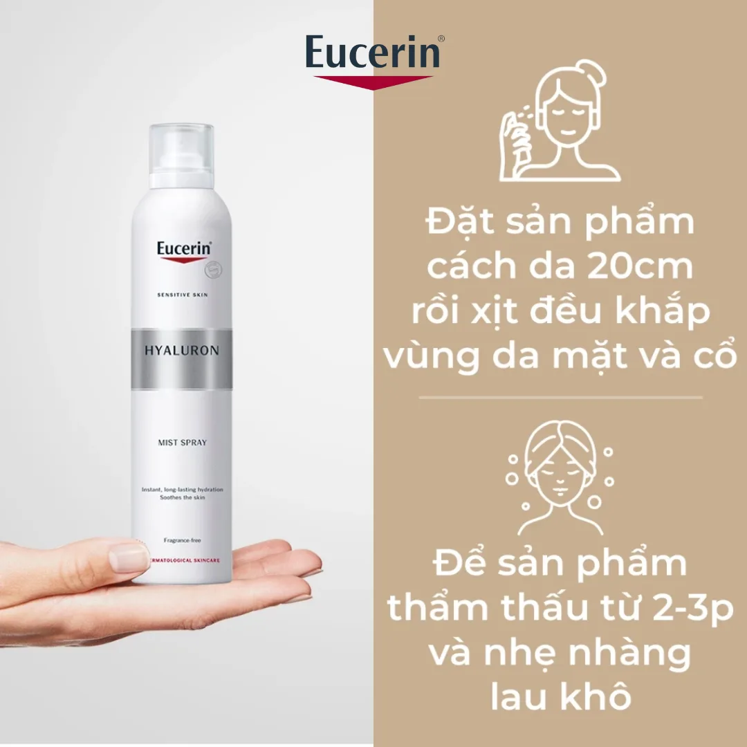 Xịt Khoáng Eucerin Hyaluron Mist Spray Cấp Ẩm Làm Dịu Da Hỗ Trợ Ngăn Ngừa Lão Hóa Cho Da Nhạy Cảm 50ml/150ml 3