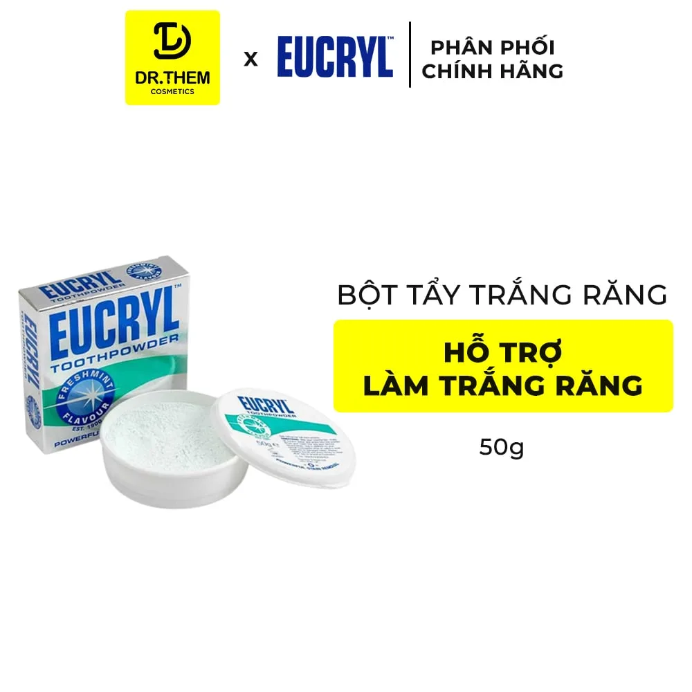 Bột Làm Trắng Răng Eucryl Tooth Powder Freshmint Hỗ Trợ Làm Sạch Mảng Bám Vết Ố Hương Bạc Hà 50g
