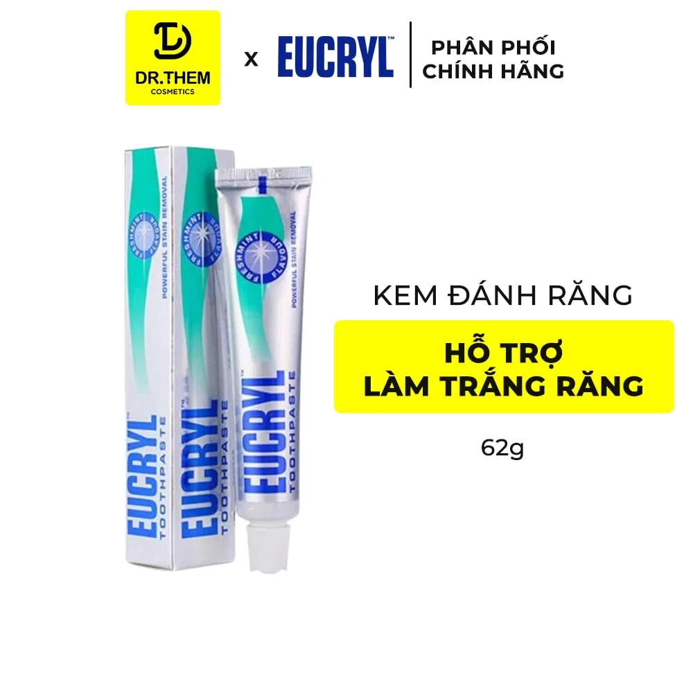 Kem Đánh Răng Eucryl Tooth Paste Freshmint Làm Trắng Răng Ngăn Ngừa Cao Răng Hương Bạc Hà 62g