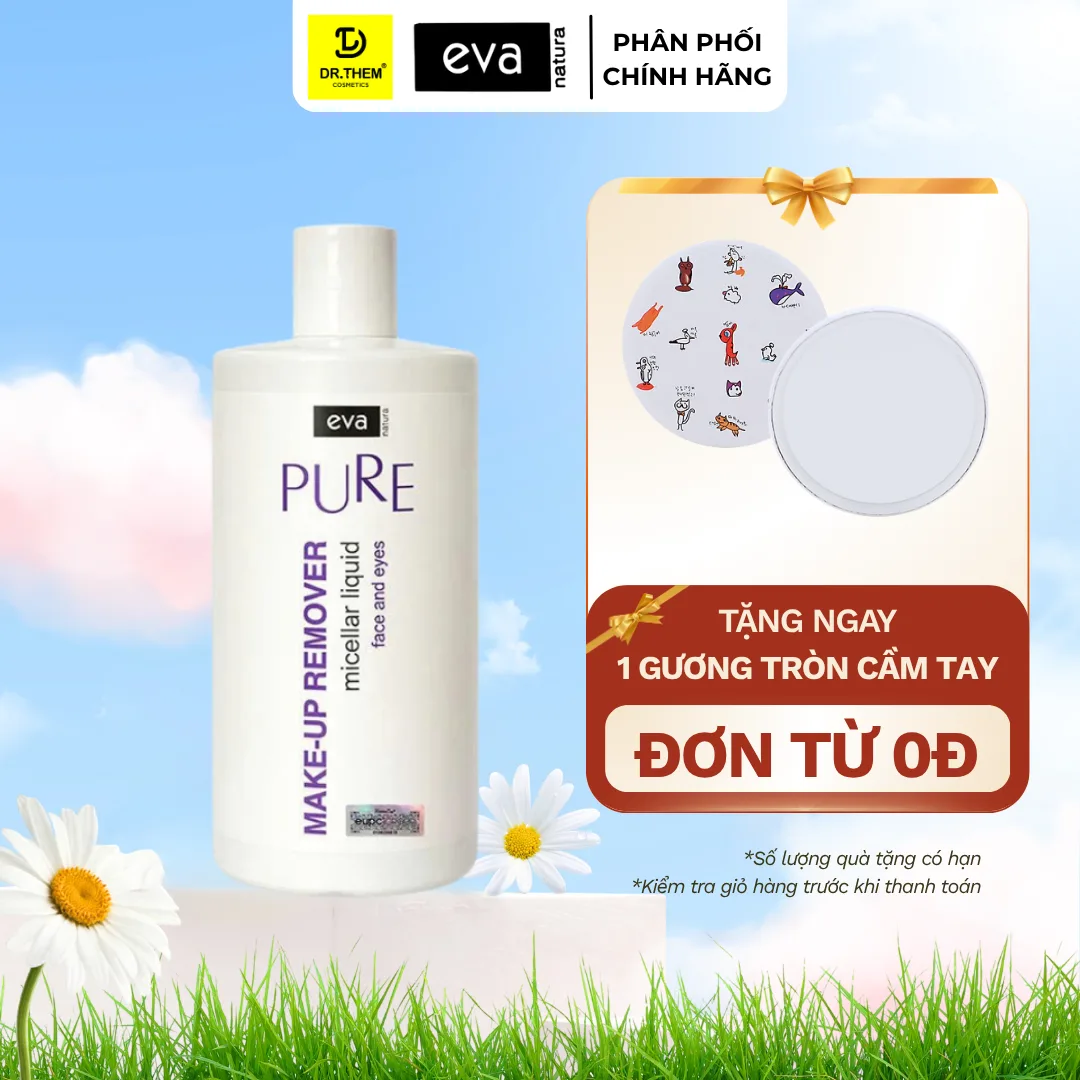 Nước Tẩy Trang Eva Natura Pure Micellar Liquid Làm Sạch Dịu Nhẹ Vùng Mặt Mắt Môi Cho Da Nhạy Cảm 500ml