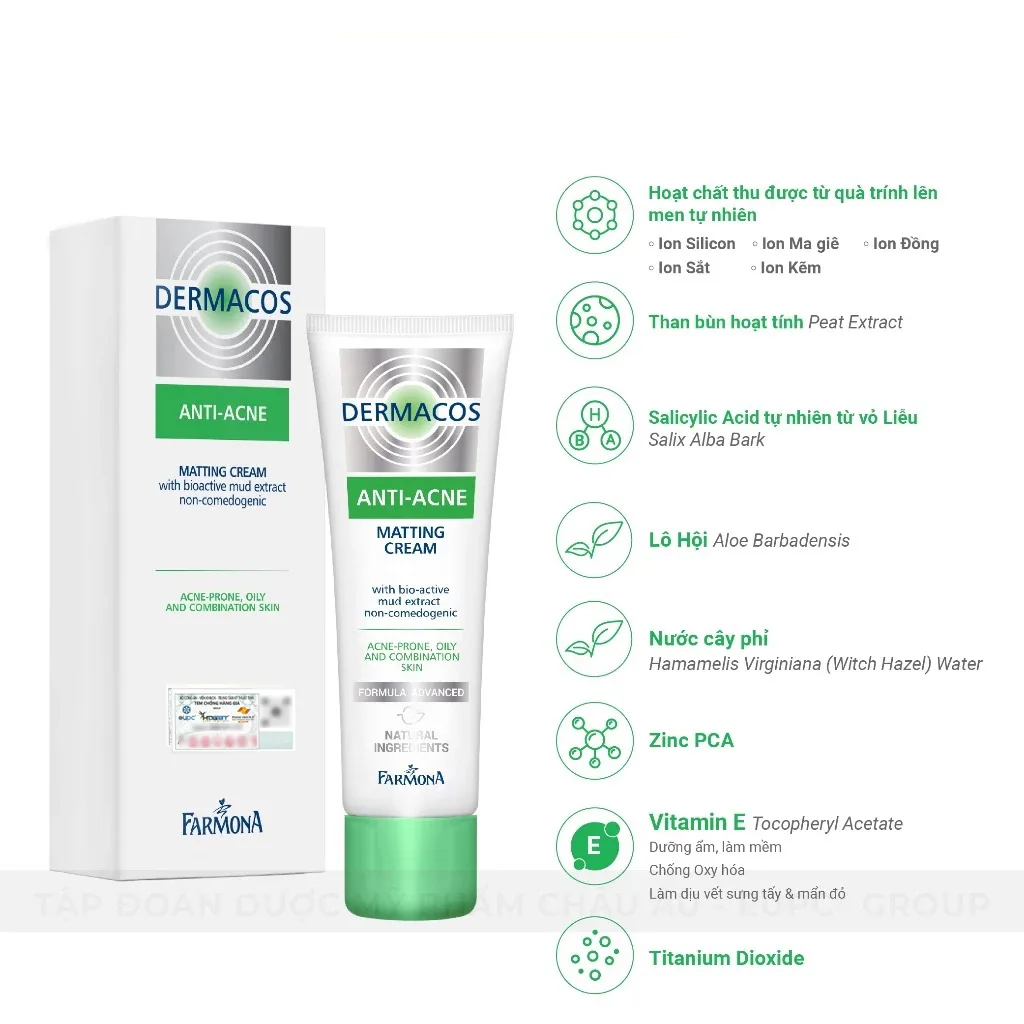 Kem Dưỡng Farmona Dermacos Anti Acne Matting Cream Giảm Bóng Nhờn Hỗ Trợ Ngừa Mụn Cho Da Dầu 50ml 6