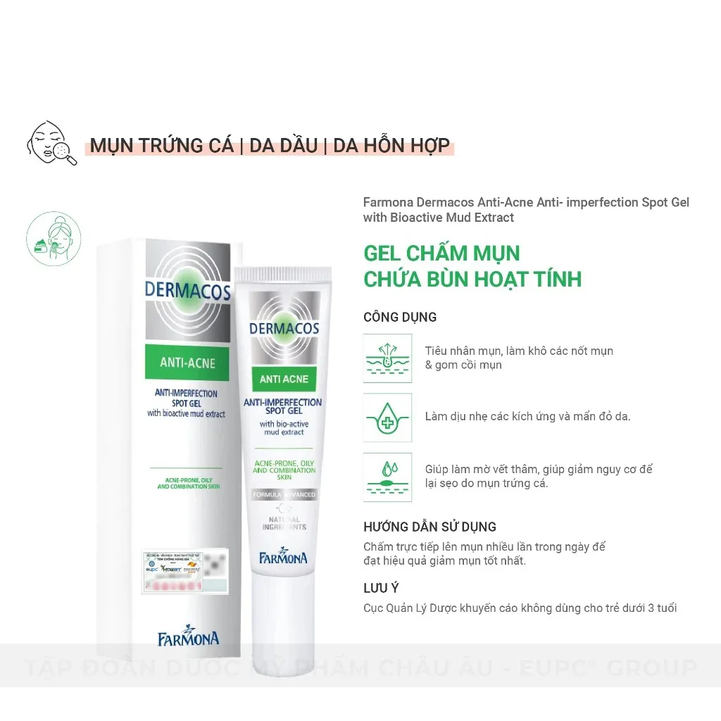 Gel Chấm Mụn Farmona Dermacos Anti Acne Imperfection Spot Gel Chứa Bùn Hoạt Tính Hỗ Trợ Giảm Mụn 15ml 5