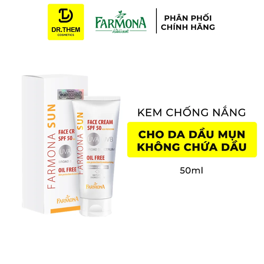 Kem Chống Nắng Farmona Sun Face Cream Oil Free SPF50+ Không Chứa Dầu Kiềm Dầu Cho Da Dầu Mụn 50ml 2